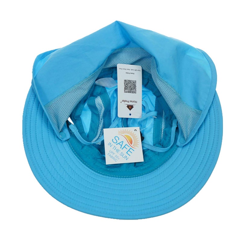 Home Prefer UPF 50+ Boys Sun Hat with Neck Flap Summer Beach Hat Kids Safari Hat (Aqua Blue) - Image 3